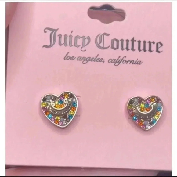 NEW JUICY COUTURE  RAINBOW HEART STUD EARRINGS - Picture 1 of 3